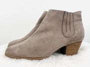 Carlos Santana Brown Taupe Leather Suede Ankle Booties Block Heel ~ Size 9.5M