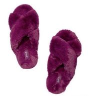 PINK Victoria's Secret faux fur slides slippers.