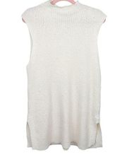 Lauren Ralph Lauren Cream Mock Neck Sleeveless Tunic Minimalist Sweater Knit