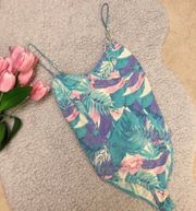 Forever 21 Tropical Floral Corset Bodysuit