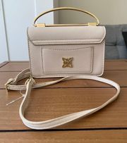 New BCBG Coco Mini Satchel Faux Leather Crossbody Cream Small Bag $98