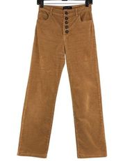 Love Tree Womens Size S Corduroy Pants Exposed Button Fly Stretch Tan Straight