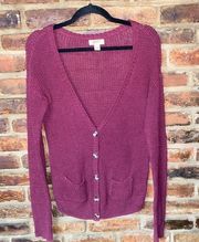 Arizona Jean Co Burgundy Button Down Cardigan Sweater Women's Size Medium