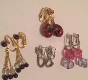 Lot Of 4 Costume Earrings Vintage Clip On Avon Sarah Cov Trifari Cloisonné