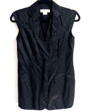 Michael Kors long satin button down collared vest black…