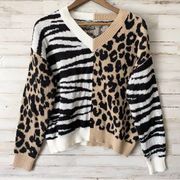 NWT Zebra and Leopard Print Sweater Large