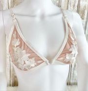 PINK Victoria's Secret Embroidered Unlined Bralette Size Large