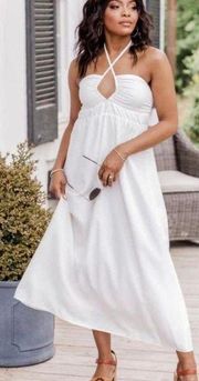 Island Fever White Halter Maxi Dress