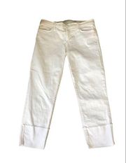 Joe’s Jeans White Cropped Stretch Jeans Cuffed 29X24 Mid Rise Summer Vacation