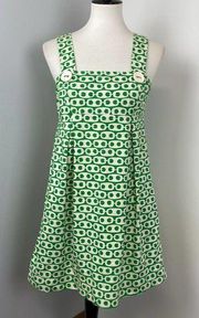 Tibi Green Retro Print Pleated Mini Dress Size 4