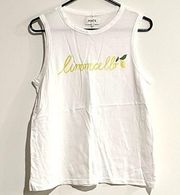 NEW MATE the Label White Organic Cotton "Limoncello" Graphic Tank - S