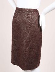 Moschino Metallic Brown Tweed Pencil Skirt 8 EUC