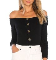 Peony Off Shoulder Sweater in Black