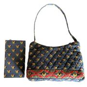 Vera Bradley  Molly Floral Quilted Hobo Shoulder Bag and Check Book Cover