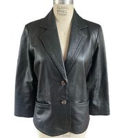 Margaret Godfrey for Bloomingdales Black Leather Blazer Size 8
