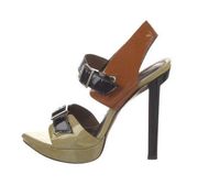 Marni Leather Colorblock Peep Toe Sandals Multicolor Womens Size 36.5