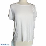 ATHLETA Off the Shoulder Modal Shirt Tee White Yoga Medium Peekaboo Neckline Top