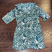 Boho Pattern Button Down Short Sleeve Romper