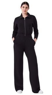 Spanx AirEssentials Long Sleeve Wide Leg Tall Jumpsuit in Very Black