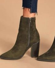 Lulus  Essex Olive‎ faux Suede Midi Calf Boot size 6