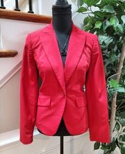 Apostrophe Women Red Polyester Long Sleeve Single Breasted Jacket Blazer Size 2