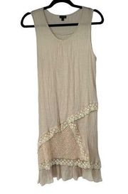 Coco + Carmen Boho Cream Elegant Overlapping Lace Bottom Dress