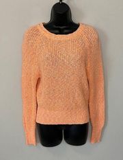 Free People  Electric City Tangerine Crewneck Knit Crochet Sweater Size XS