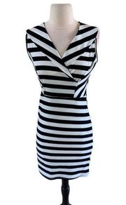 Black White Stripe Dress Knit Womens M New Summer