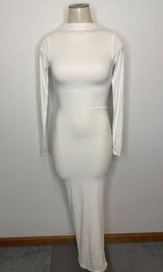 Naked Wardrobe Women's Size XS Sculpt Bodycon Maxi Dress Long Sleeve Zip Up NWOT