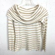 Lilly Pulitzer Christin Off The Shoulder Sweater Cashmere Blend Tan Stripe XS