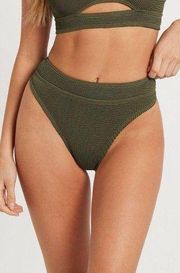 BOUND BY BOND-EYE The Savannah High Waist Bikini Bottoms in Khaki Size OS