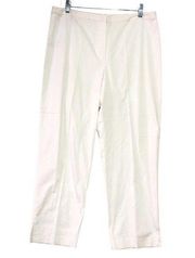 Ann Taylor Sz 12 White Capri Pants Front Zip Cotton Stretch Vintage FLAW