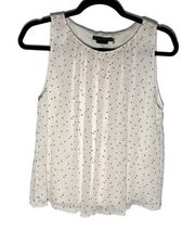 Alice + Olivia Womens Size XS Blouse Polka Dot Layered Top White with Pink Tint