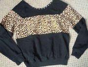 NEW Victoria's Secret Pink women's S black/leopard sequined sweatshirt