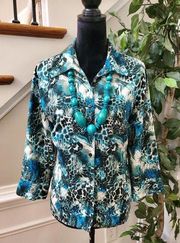 Notations Women's Multicolor Polyester Collared Long Sleeve Button Down Shirt XL