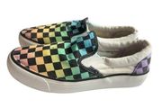 MUDD Hand Crafted Rainbow Tie Dye Checkered Slip on Sneakers 9