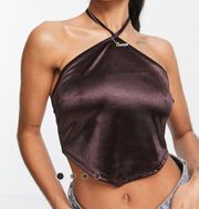 ASOS Brown Satin Scarf Top