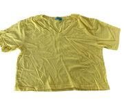 Fresh Produce Shirt Womens One Size Solid Yellow Short Sleeve Crop Crew Neck Tee