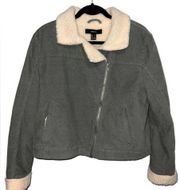 Forever 21 Faux Shearling‎ and Corduroy Sage green Coat Size L NWT