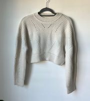 RD Style White Cream Knit Cropped Sweater