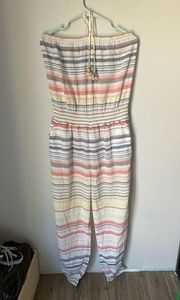 Calypso St Barth Cotton Striped Halter Jumpsuit Size Medium