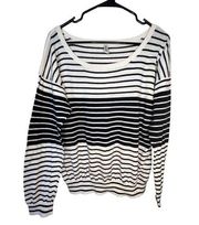 RVCA Lightweight Black and White Striped Basic Sweater