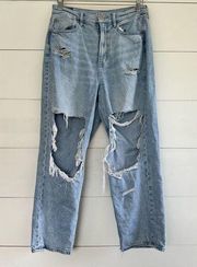 American Eagle Women’s 12 Short Highest Rise 90s Boyfriend Very Distressed Jeans