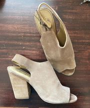 Tan Suede Block Heels