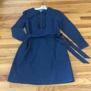 Dark Denim Belted and Ruffled Dress Sz 12