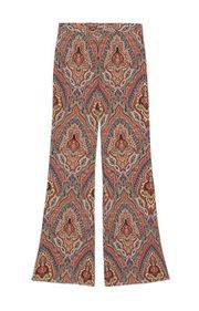 Flared Leg Boho Paisley Print Pants