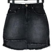 One Teaspoon Womens Size 24 Black Denim Mini Skirt Asymmetrical Hem