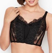 Victoria secret black lace up corset top   