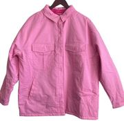 BP Women Coat Jacket Long Sleeve Button Up Pockets Lined Outdoor L Pink NWT