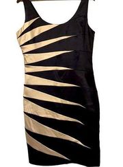 Signature by sangria, black/tan sleeveless body con dress women’s 14